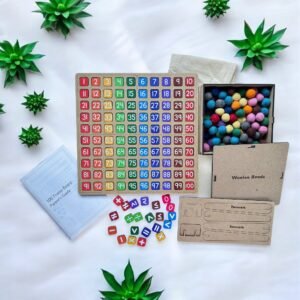 100 Frame With Numbers Tiles & Woolen Beads_Educational