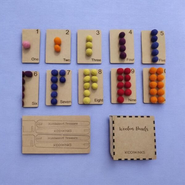 Number Flash Card With 60 Woolen Balls