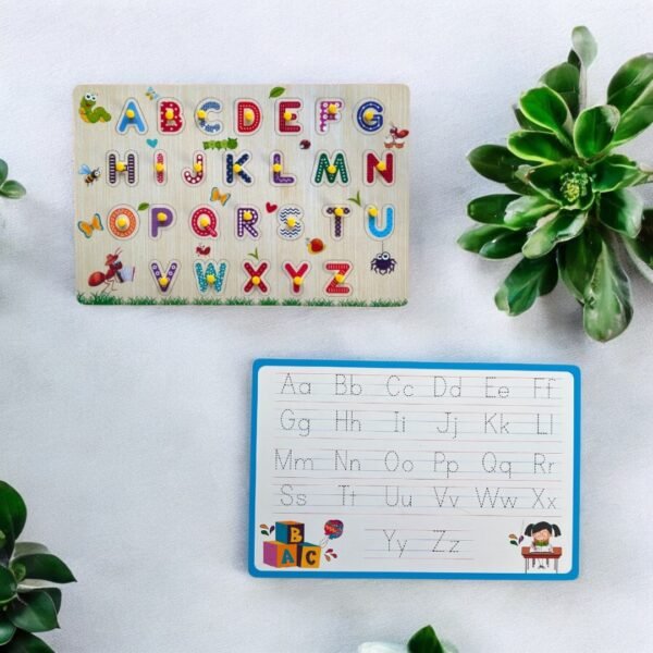 2 in 1 Alphabet Peg with Wipe-Clean Writing Practice Board - Image 2