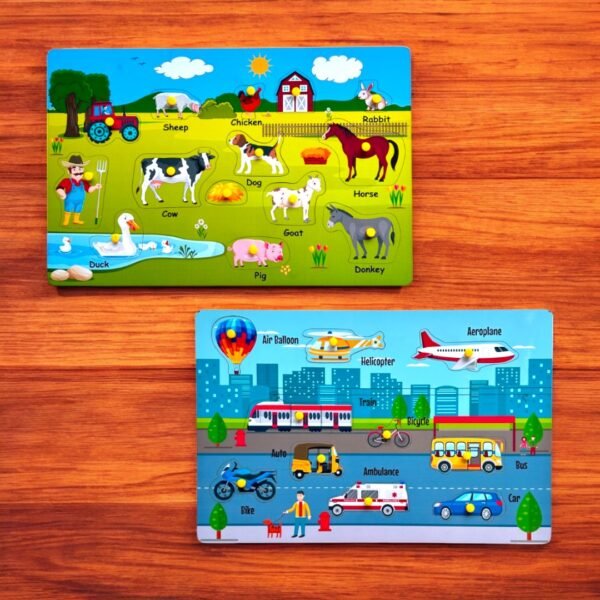 Transport & Farm Peg Puzzle Combo