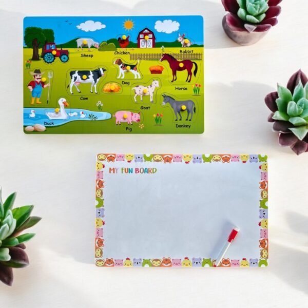 Farm Peg Puzzle Wipe and Clean Board