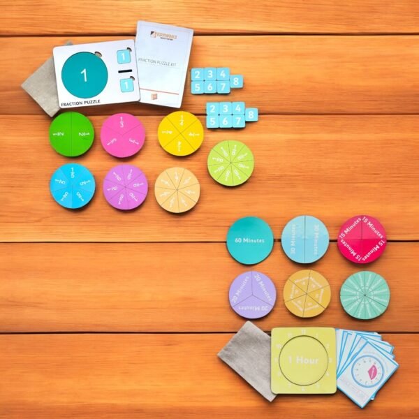 Fraction Puzzle & Time Fraction Puzzle Combo Kit