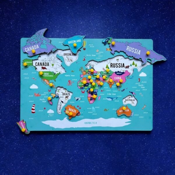 World Map Countries Peg Puzzle - Image 3