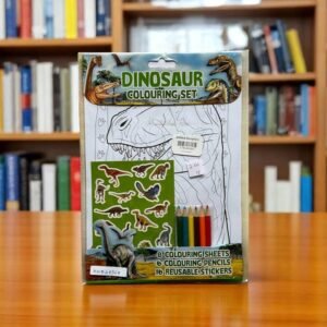 Dinosaur Colouring Set_8 Colouring Sheets_6 Colouring Pencils_16 Reusable Stickers_Colouring Book_KWB48367